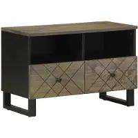 vidaXL Armoire TV noire 70x33x46 cm bois massif mangue
