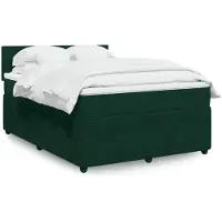vidaXL Lit boxspring avec matelas vert foncé 140x200 cm velours