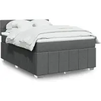 vidaXL Lit boxspring avec matelas gris foncé 160x200 cm Tissu