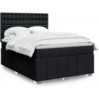 vidaXL Lit boxspring avec matelas noir 140x190 cm Tissu