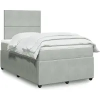vidaXL Lit boxspring avec matelas gris clair 120x200 cm velours