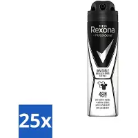 Rexona Men – Déodorant spray – Motion Sense – Invisible Black & White – Antitranspirant & Transpirant – 150 ml - Pack économique - 25 pièces