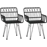 vidaXL Ensemble de jardin 3 pièces noir Poly rotin