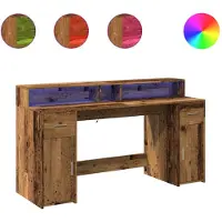 vidaXL Bureau LED imitation vieux bois 160x55x91 cm bois composite