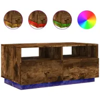 vidaXL Table basse avec lampes LED chêne fumé 90x49x40 cm