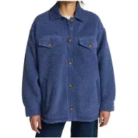 Billabong - Polaire en sherpa oversize - Coastal Waves Oversized Trucker Jacket Washed Blue - Taille S - Bleu