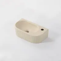 Qeramiq Blend Fontaine - 40x22x12cm - rainuré - demi-rond - trou de robinet à droite - céramique - beige mat SW1522217