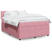 vidaXL Lit boxspring avec matelas rose 140x190 cm velours