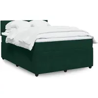 vidaXL Lit boxspring avec matelas vert foncé 140x190 cm velours