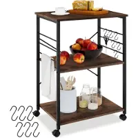 TecTake Chariot de service Rugby 65,5x45,5x88,5cm - Bois foncé industriel, rustique