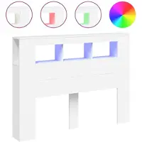 vidaXL Tête de lit LED Blanc 140x18,5x103,5 cm Bois composite