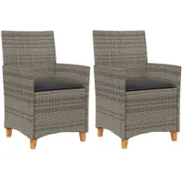 vidaXL Chaises de jardin avec coussins 2 pcs. Gris Poly Rotin Massif