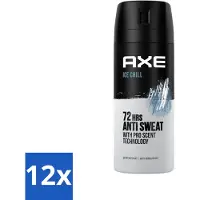 Axe Ax – Déodorant spray – 72 heures anti-transpiration – Ice Chill – 150 ml - Pack économique - 12 pièces