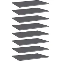 vidaXL Panneaux Bibliothèque 8 Pcs Gris Brillant 60x40x1,5cm Aggloméré