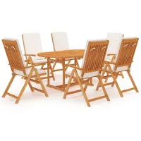 vidaXL Ensemble de jardin 7 pièces avec coussins en teck massif