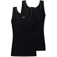 Schiesser Maillot de corps ' Cotton Lace ' noir