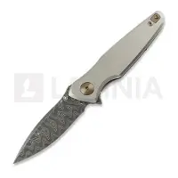 Spartan Blades Couteau pliant Pandia Damascus, Satin/Blasted Titanium & Bronze HW