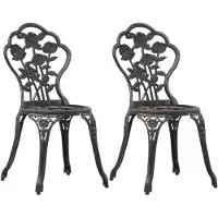 vidaXL Chaises de bistrot 2 pcs. Bronze fonte d'aluminium