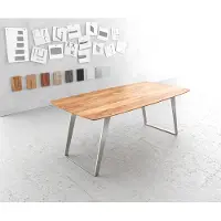 DELIFE Table à manger Edge Boot 200x100 Acacia Naturel Inox inclinéee Bord Suisse