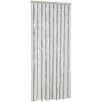 vidaXL Rideau anti-mouches gris clair et blanc 100x230 cm chenille