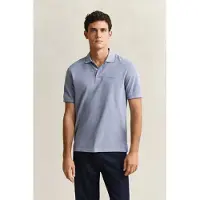 Gant pour homme. 2014102 Polo bleu bicolore (S), Casuel, Coton, Manche courte