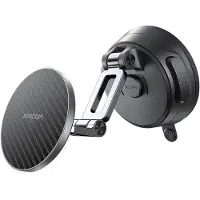 JOYROOM JR-ZS510 Gel Suction Cup MagSafe Foldable Car Phone Mount - Gunmetal Black, Support pour smartphone, Noir
