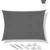 Vonroc Voile d'ombrage rectangulaire - 400x300 cm - gris | kit inox inclus