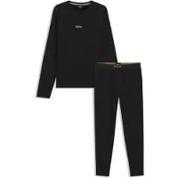 BOSS pour homme. 50571089 Tee-shirt manches longues Noël noir (S), Casuel, Coton, Manche longue