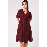 Hell Bunny Robe mi-longue Rockabilly de - VENOM DRESS - NEW COLOUR - XS - 3XL - pour Femme - rouge foncé - Taille L
