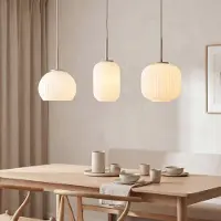 LumenXL Suspension Meliora à 3 lumières - beige et verre laiteux strié