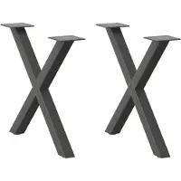 vidaXL Pieds de table basse en X 2 pcs. Anthracite 50x(42-43) cm Acier