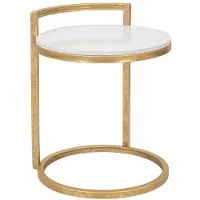 Mauro Ferretti Table d'appoint en marbre ronde 40x43x50 cm or blanc