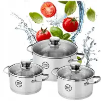 MG HOME Satino Ensemble de 6 casseroles Acier inoxydable Induction