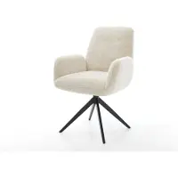 DELIFE Chaise-pivotante Zoa-Flex peluche crème-blanc pied croisé large noir pivotement sur 360° fonction bascule ressorts ensachés