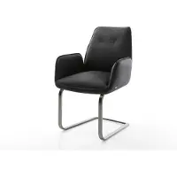 DELIFE Cantilever Zoa-Flex cuir de vache noir pied cantilever plat grafiete
