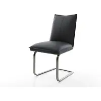 DELIFE Cantilever Lelio-Flex cuir de vache noir pied cantilever plat grafiete ressorts ensachés