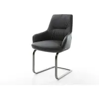 DELIFE Cantilever Zelia-Flex avec accoudoirs cuir de vache noir pied cantilever plat grafiete ressorts ensachés
