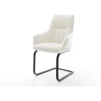DELIFE Cantilever Zelia-Flex avec accoudoirs bouclé doux beige pied cantilever plat noir ressorts ensachés