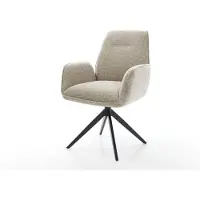 DELIFE Chaise-pivotante Zoa-Flex tissu tissé doux beige pied croisé large noir pivotement sur 360° fonction bascule ressorts ensachés