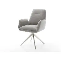 DELIFE Chaise-pivotante Zoa-Flex tissu structuré doux gris pied croisé large acier inoxydable pivotement sur 360° fonction bascule ressorts ensachés