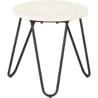 vidaXL Table Basse Blanc 40x40x40 Cm Pierre Véritable Texture Marbre -