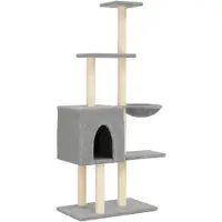 vidaXL Arbre à chat avec colonnes à griffer en sisal gris clair 145 cm