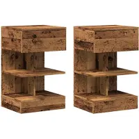 vidaXL Tables de chevet 2 pcs vieux bois 40x35x65 cm bois d’ingénierie