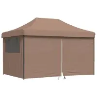 vidaXL Tente de réception pliante Pop-Up avec 4 panneaux latéraux Marron
