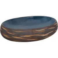 vidaXL Vasque à poser Marron et Bleu Ovale 59x40x15 cm Céramique