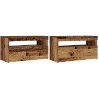 vidaXL Armoires TV avec lampes LED 2 pcs. Aspect vieux bois Matériaux dérivés du bois