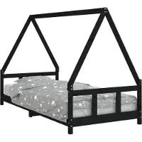 vidaXL Lit d'enfant noir 90x200 cm pin massif