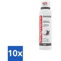 Borotalco – Déodorant spray – Invisible – Effet barrière Talc – 0 % d'alcool – 150 ml - Pack économique - 10 pièces