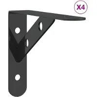 vidaXL Supports d'étagères 4 pcs 15x2,5x11,5 cm noir acier inoxydable