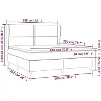 vidaXL Lit boxspring avec matelas gris clair 180x200 cm Tissu